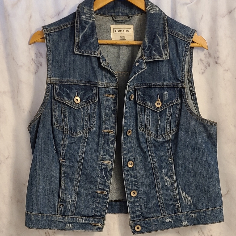 Distressed Denim Vest